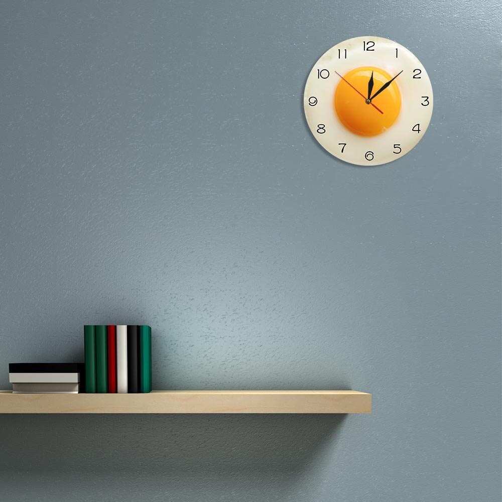 Fried Egg Kitchen Wall Clock Modern 3D Wall Clock Breakfast Food Wall Art Dining Home Decor Silent Wall Watch