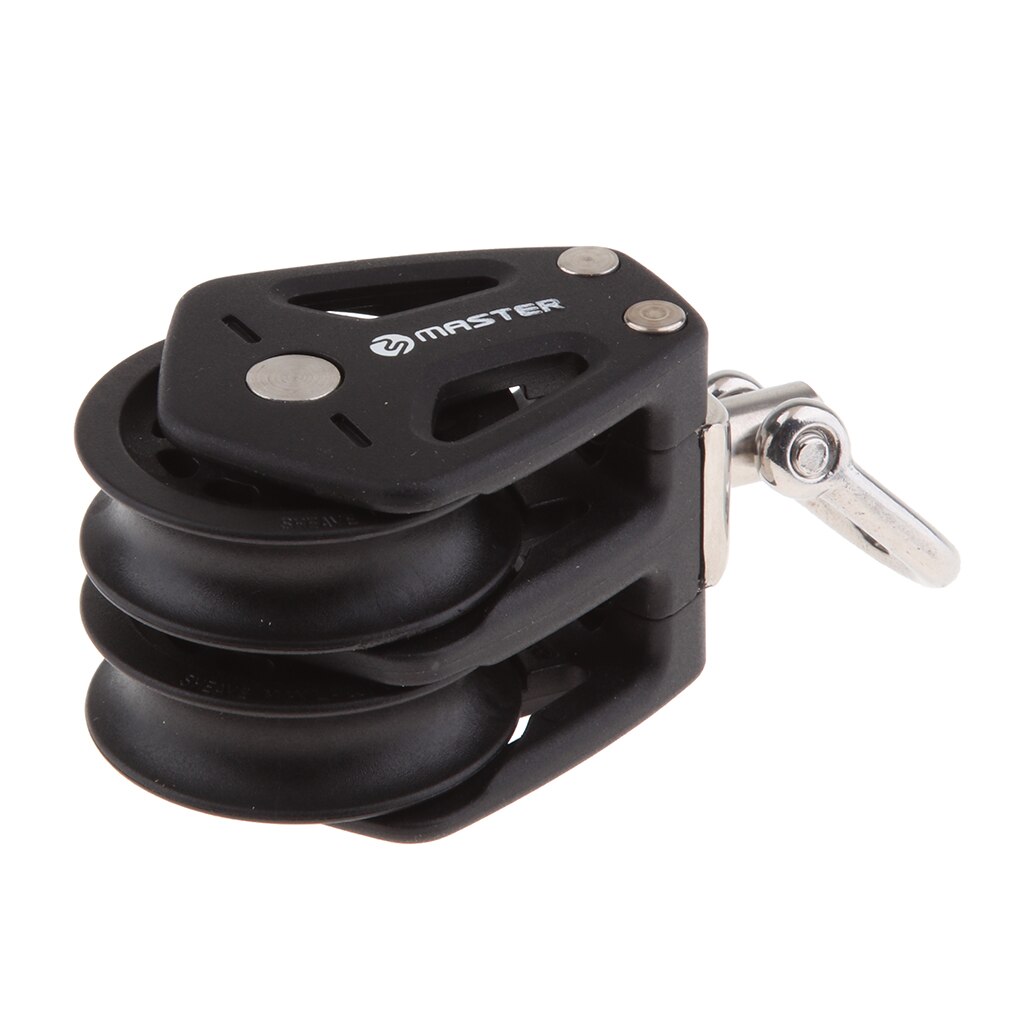 Marine Sailboat Double Pulley Block 35mm Swivel Heavy Duty Rigging Wheel