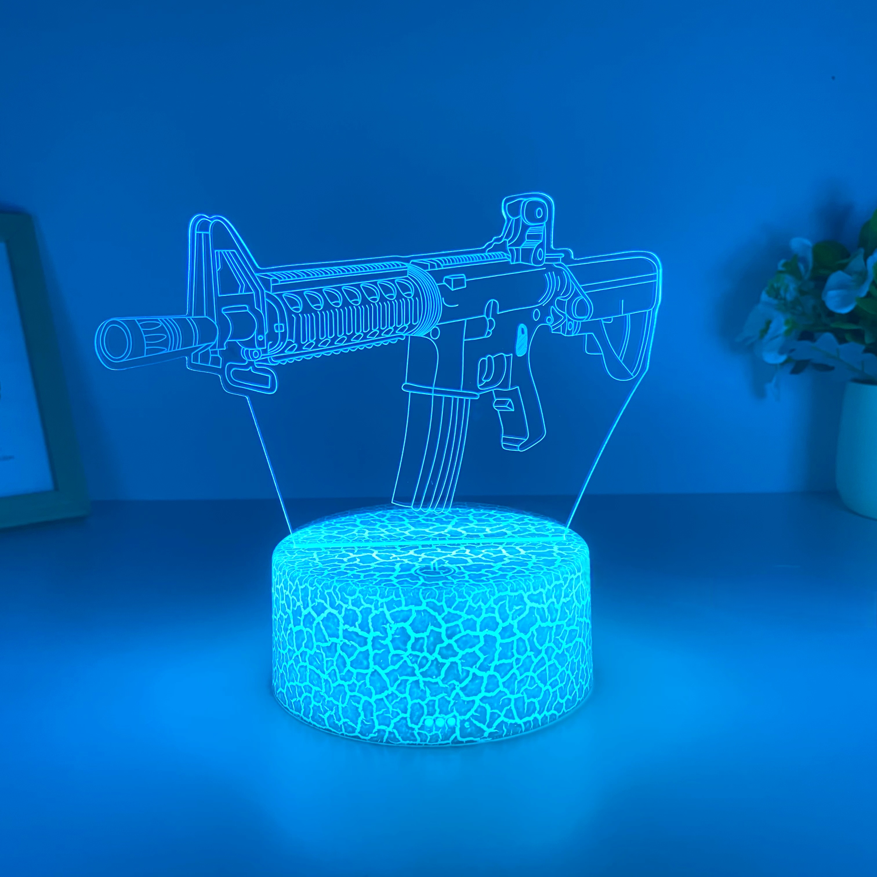 1 Stück Maschinenpistole Modellierung Nachtlicht, USB-Atmosphäbetreffend Tischleuchte, Weihnachtsgeschenk Tischleuchte für Freunde.: hell Blau