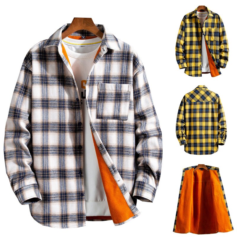 Chemise chaude pour hommes, en velours Plus épais, à carreaux, à manches longues, à la , taille Plus, collection automne et hiver L-5XL