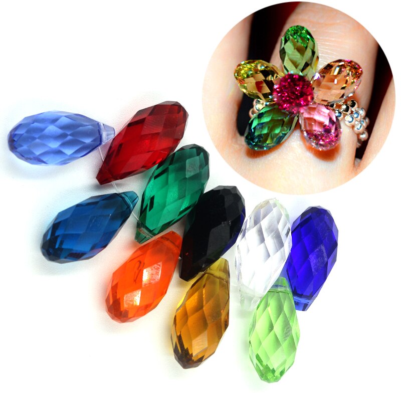 5pcs 12x25mm Charms Crystal Teardrop Bead Faceted Glass Beads Jewelry Womens Accessories Necklace Earring Pendants