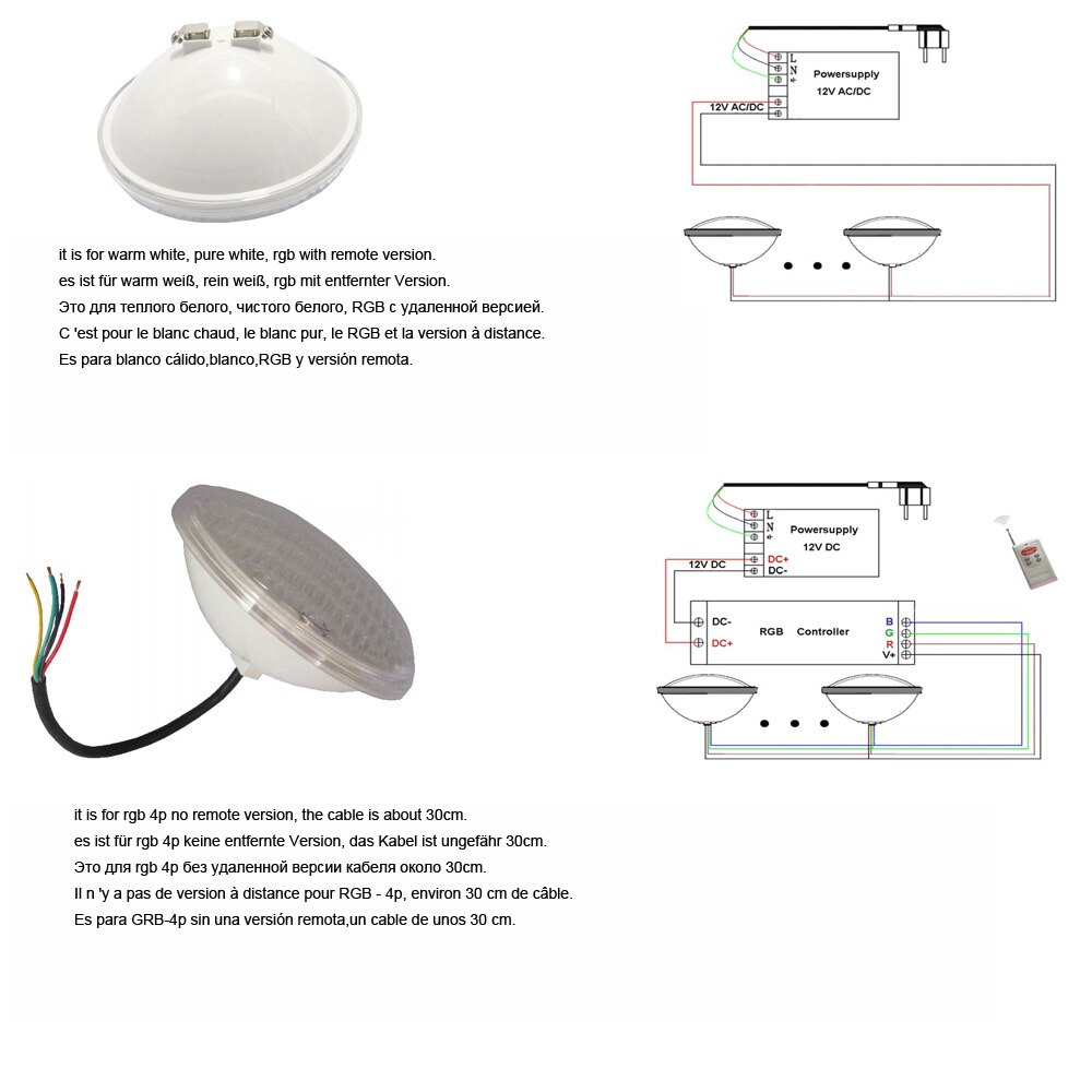 Rgb undervattensbelysning 18w 36w 54w par 56 poolprojektor 12v piscina dammljus vattentät flerfärgad varmvit kallvit