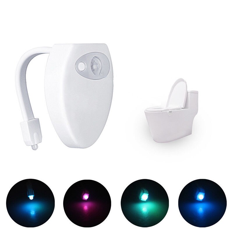 Inteligentny toaleta wc lampka nocna doprowadziło ruchu ciała włączanie/wyłączony lampa z czujnikiem na muszlę 8 wielokolorowy lampa toaletowa gorący
