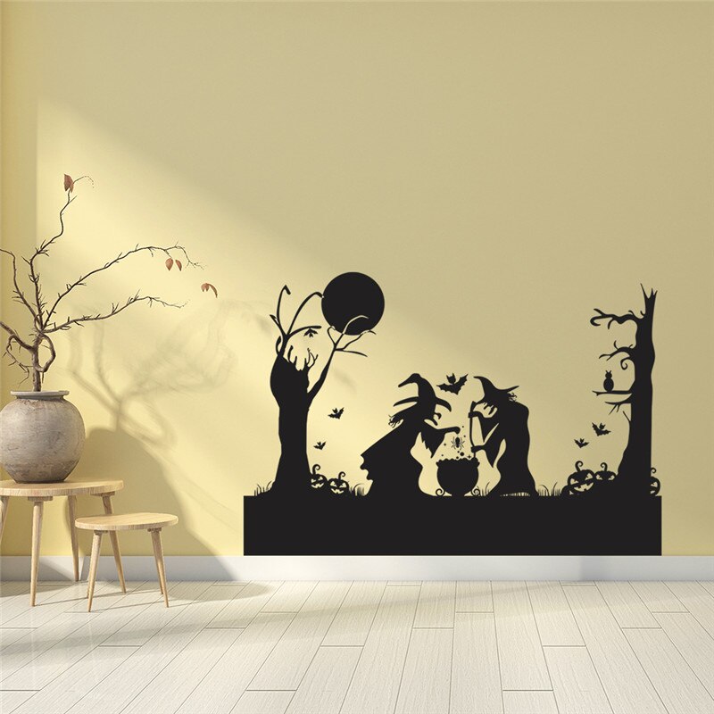 Window Wall Sticker Witch Wallpaper Halloween Wall Stickers Stickers Decoration Vinyl Decal Kid Room Home 3D
