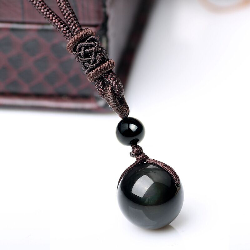 Natuurlijke Obsidiaan Regenboog Bead Hanger Ketting Voor Vrouwen Mannen Amulet Talisman Lucky Sieraden