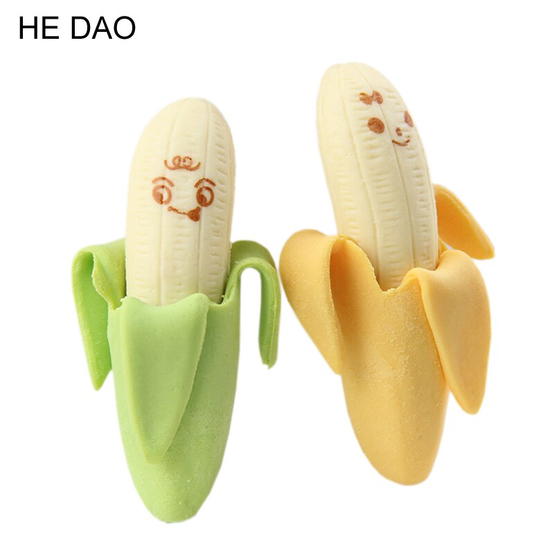 2 Stks/pak Leuke Banaan Fruit Potlood Eraser Novelty Kids Student Leren Kantoorbenodigdheden