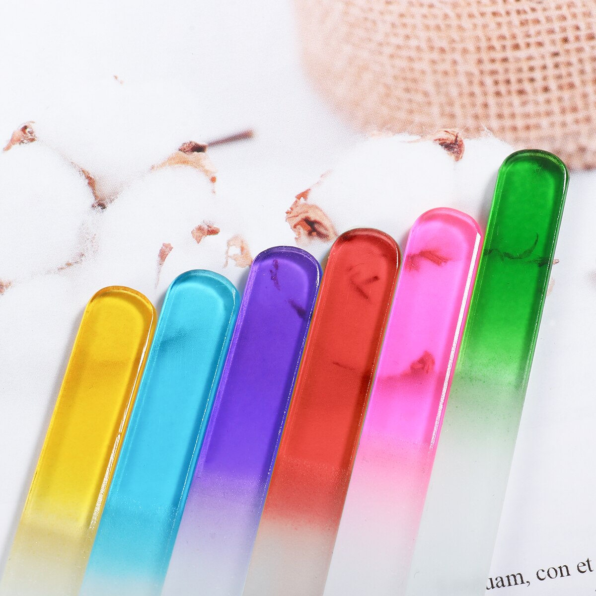 6 Stks/set 9Cm Glas Nagelvijl Willekeurige Kleur Crystal Polijsten Bestand Nail Art Manicure File Voor Vrouwen Meisje Make up Tool