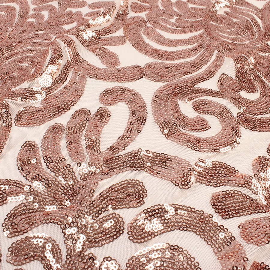 glitzernd Rose Gold dehnbar Pailletten stoff Gittergewebe pailletten stickerei elastische spitze stoff für hochzeit kleid Party-Veranstaltung 50 "breite 1 Garten