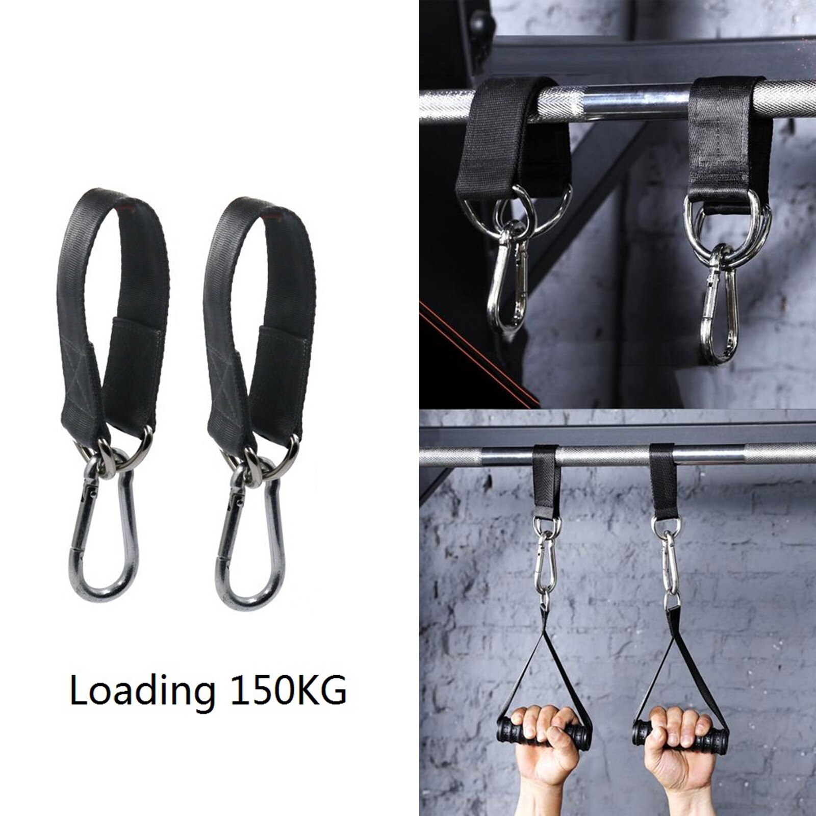 150kg Swing Hanging Straps Kit Gym Hanging Strap Webbing W/ D- Hooks