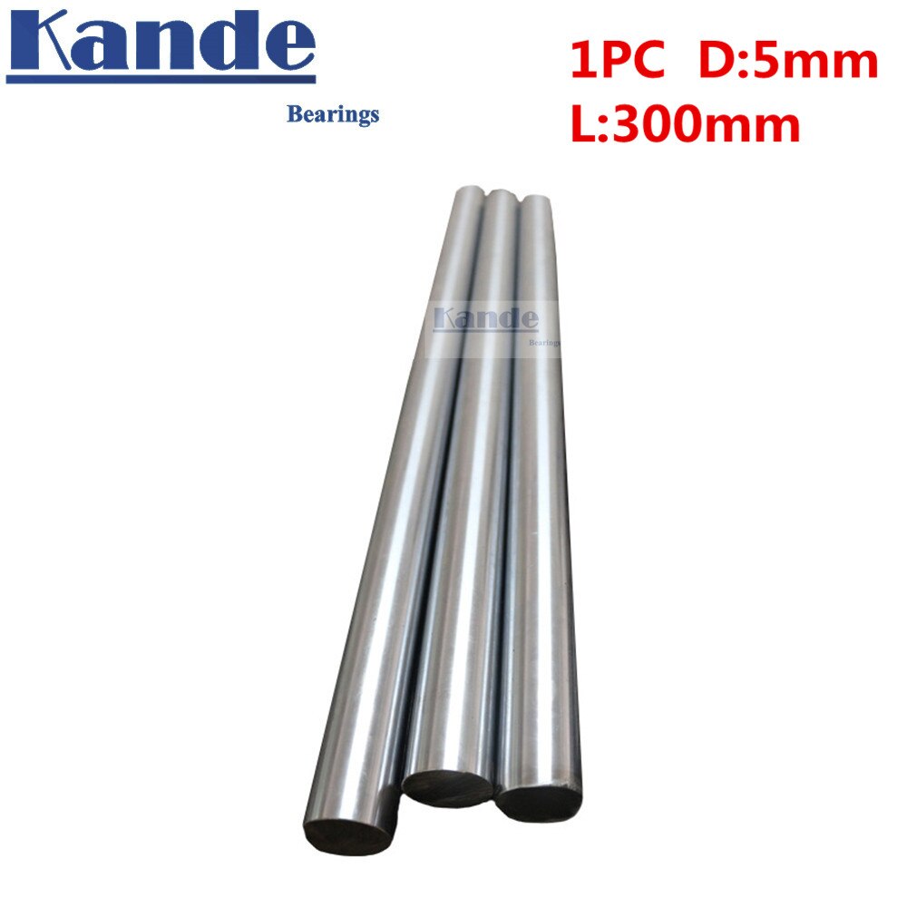 Kande Bearings 1pc d: 5mm 3D printer rod shaft 5mm linear shaft chrome plated rod shaft CNC parts 300mm chrome hardened rod