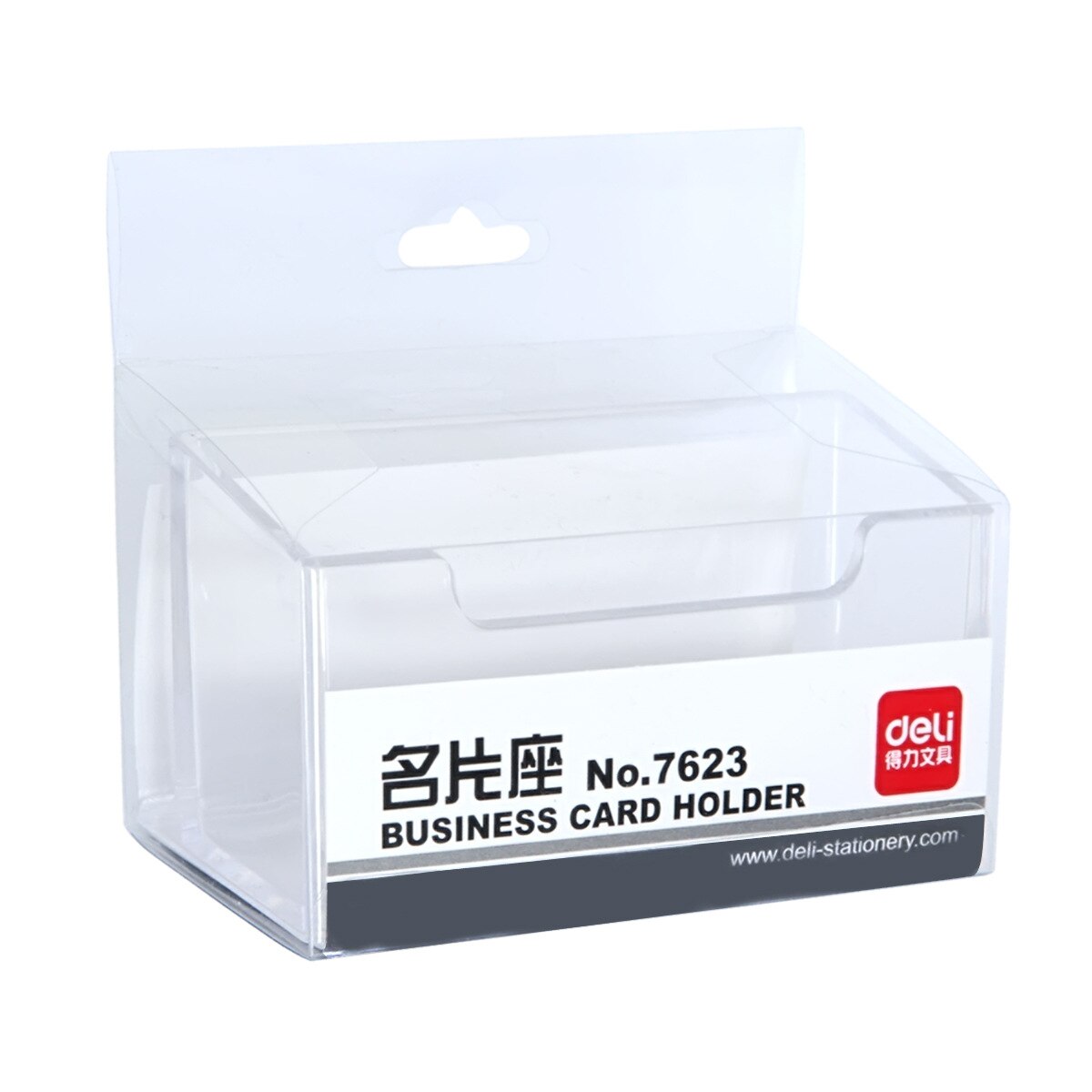 Deli Stationery 7623 Business Card Holder/Desktop Card Case/Fully Transparent Plastic Card Case