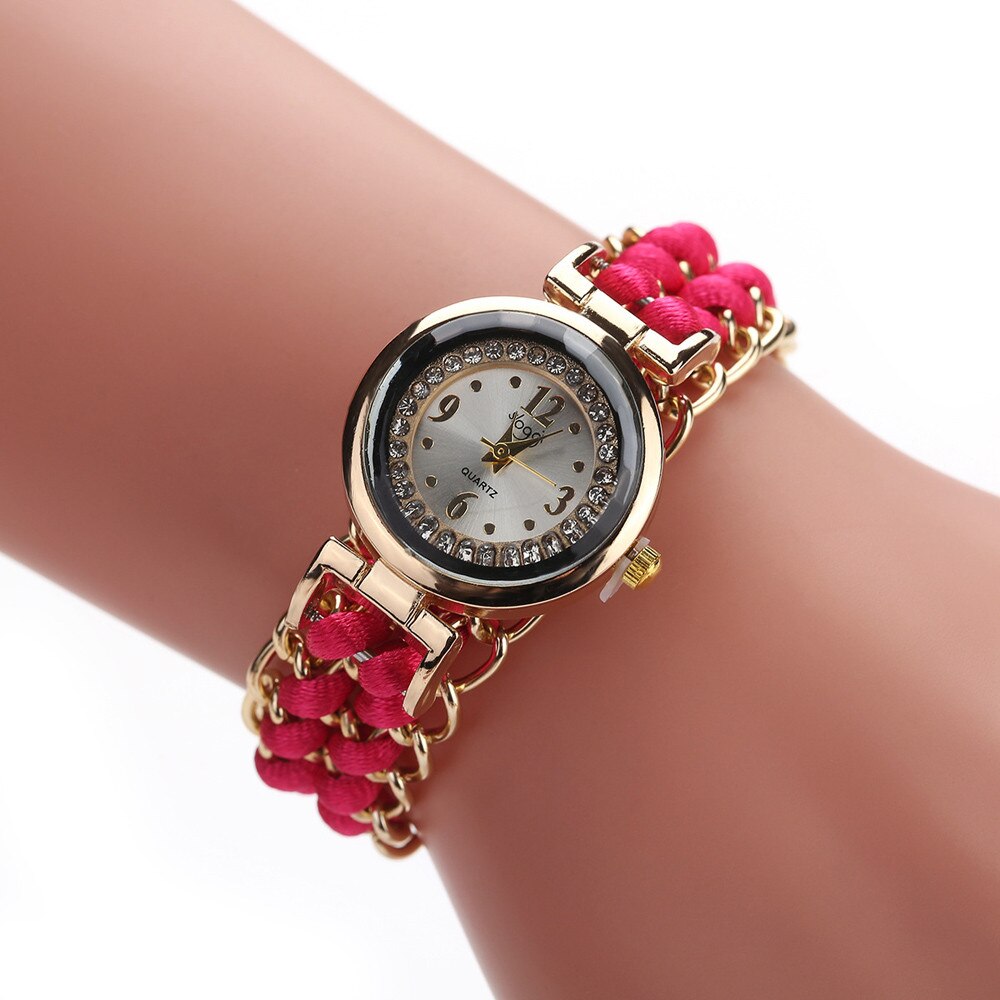 Watch Knitting Rope Chain Winding Analog Male Female Quartz Men Women's Watches Movement Wristwatch Bracelet Ladies Girls Clock: F