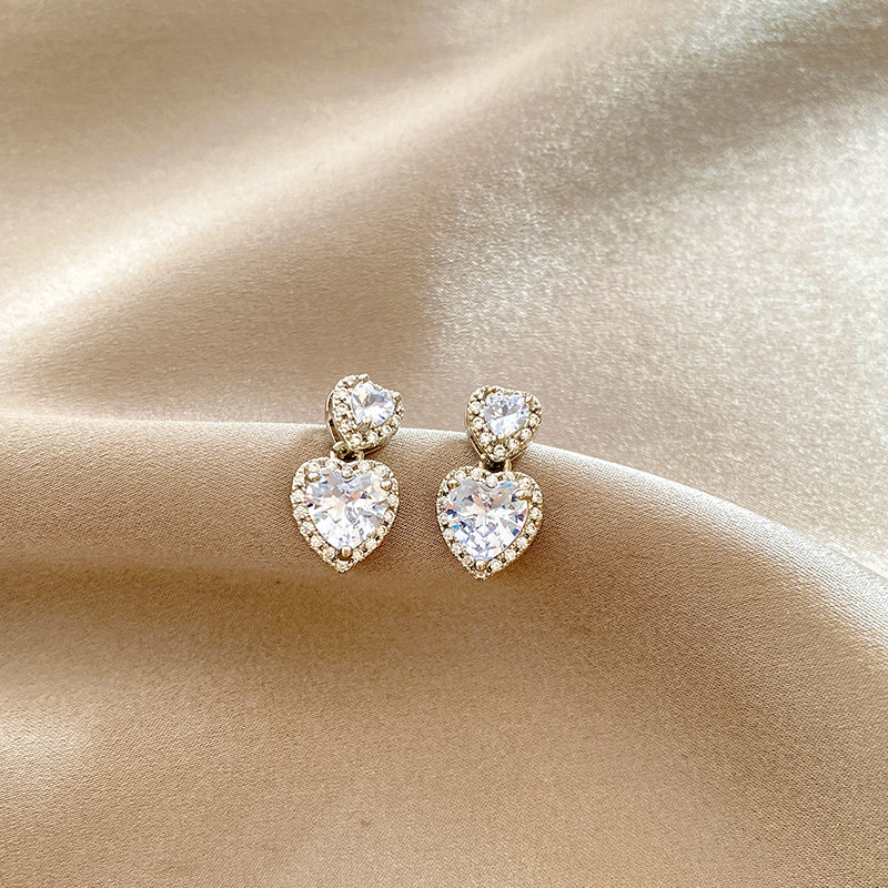 Pendientes colgantes de perlas grises para mujer, aretes elegantes franceses, joyería de de , accesorios de corazón Vintage para , , novedad de 2023: Marrón