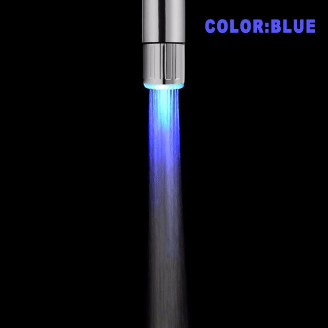 EHEH LED Kitchen Faucet Aerators 3-color Sink Faucet Power Shower Light Temperature control Kitchen Tap RGB faucet Shower Head: BLUE