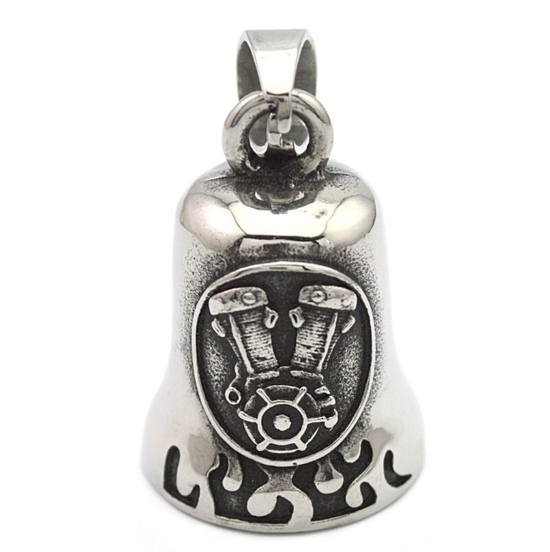 Hommes garçon titane acier Cool aigle vélo moto Style cloche pendentif dernier bijoux: SILVER