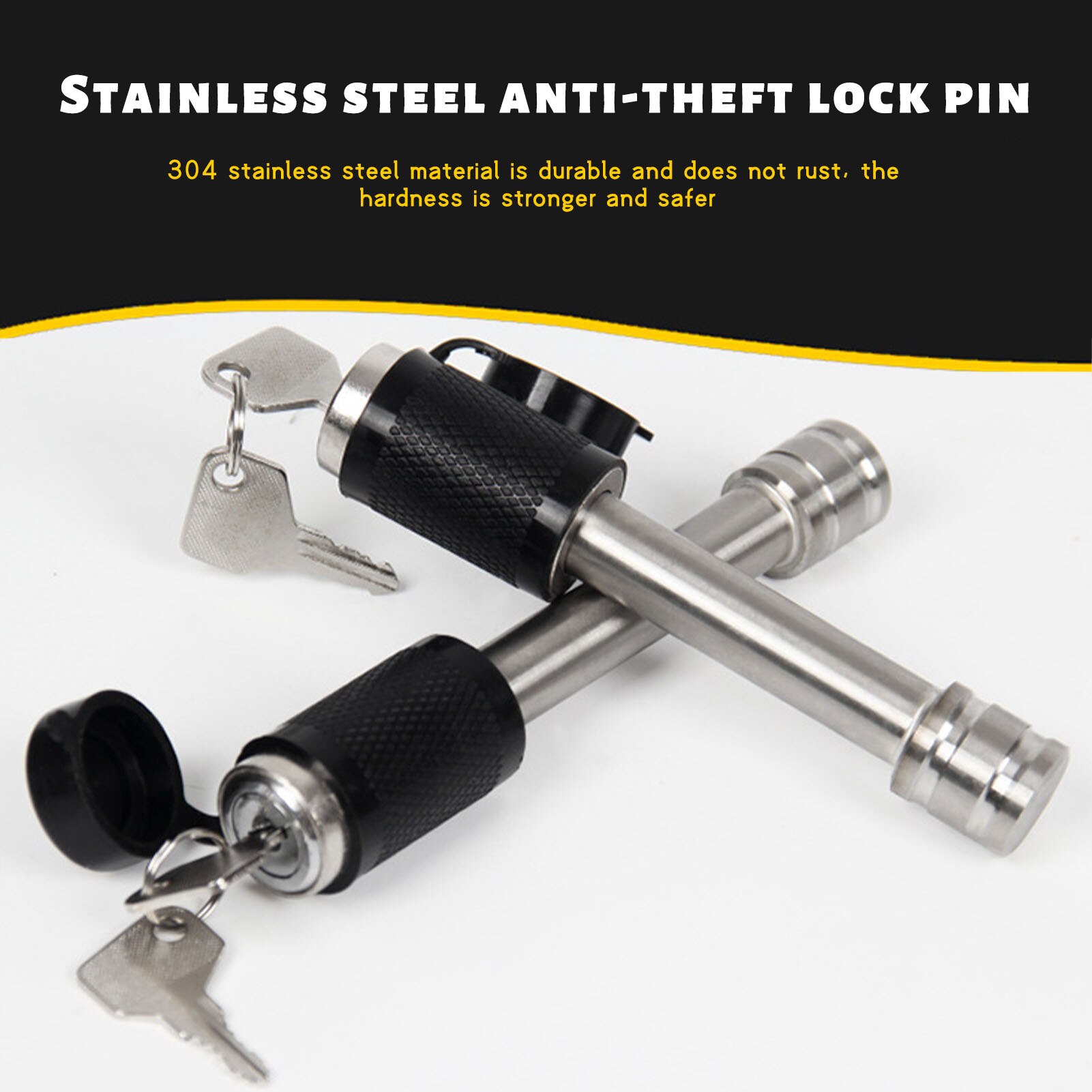 Trailer Hitch Pin Lock Non-slip Car Accessories Trailer Locking Pin Towing Bar Tow Hook Lock For Universal (Including Two Keys)