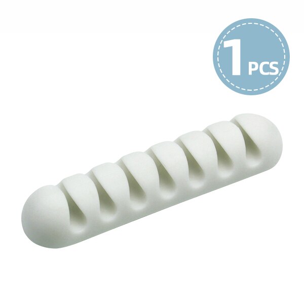 !ACCEZZ 7 Holes USB Cable Organizer Wire Winder Headphone Earphone Holder Mouse Cord Silicone Clip Phone Line Desktop Management: 1 Pieces White