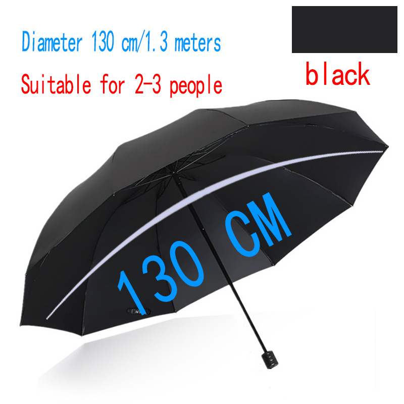 Paraguas plegable súper grande para hombre y mujer, paraguas a prueba de viento, paraguas plegable para negocios, sol y lluvia, paraguas de viaje para toda la familia: Negro