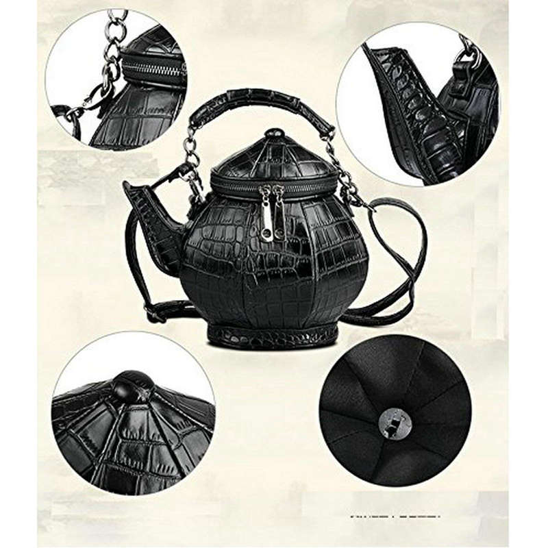 Grappig Gothic Purse Theepot Vormige Crossbody Handtas Top-Handvat Tote Vrouwen Schoudertassen