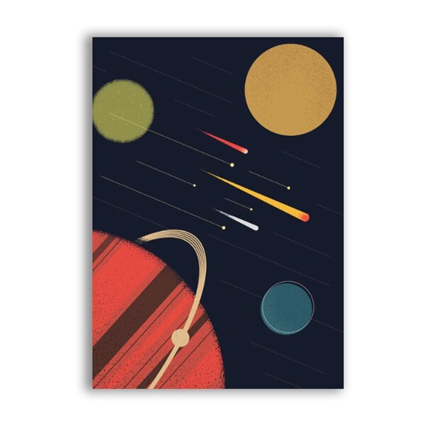 Space Poster Wall Art Canvas Prints , I Need More Space Science Art Outer Space Planets Print Retro poster kraft paper: Black / 21x30cm No Frame