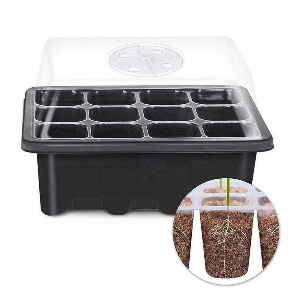 12 Hole Plant Seed Grows Box Nursery Seedling Starter Garden Yard Tray