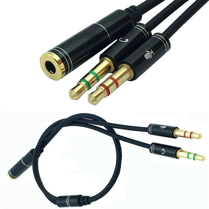 Aux 3.5mm o mic splitter kabel hun  to 2 han hovedtelefon mikrofon adapter