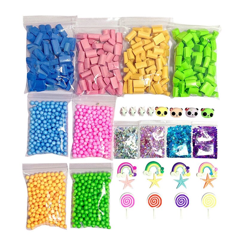 70 Uds DIY Kit para hacer Baba suministros de cristal claro de Baba Kit Baba perlas de espuma de brillo rodajas de fruta cuentas para pecera incluido #4S24: C
