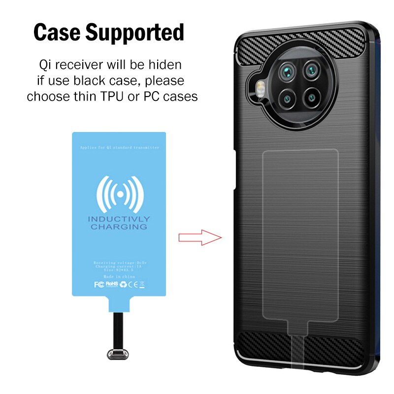 Receptor de carga inalámbrica Qi para Huawei Honor 8, 9, 9X, 10, 20, 30 Pro Lite, 20S, 30S, V10, V20, V30, Adaptador tipo C, conector USB C