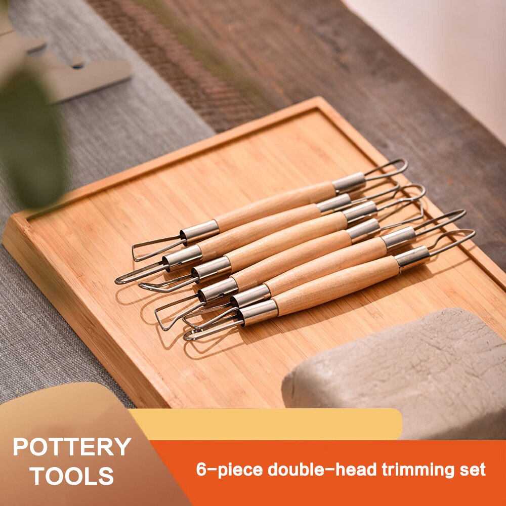 Pottery tools 6sets of double-headed flat wire knife pottery commonly used trimming knife ultra-light clay model sculpture knife