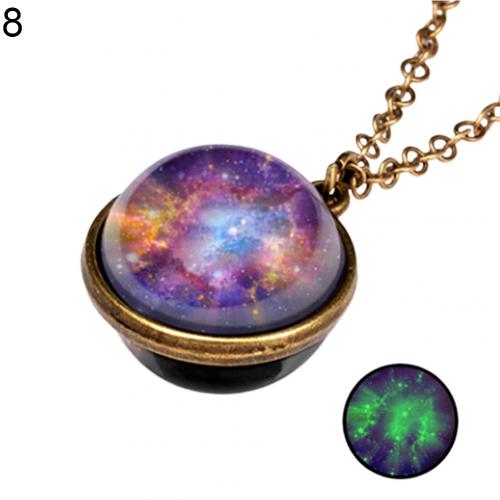 Unico Luminoso Universe Galaxy Pianeta Collana In Vetro di Glow In The Dark Cosmic Pendente Della Collana Della Sfera per Unisex Dei Monili Dell'annata: 8