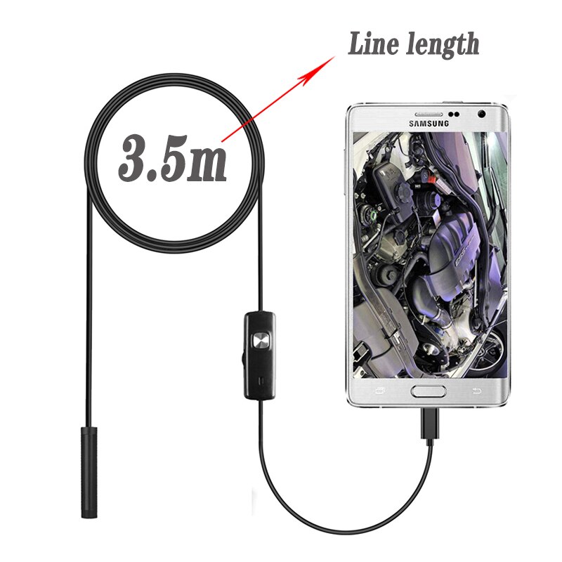 7mm Endoskop Kamera Flexible IP67 Wasserdichte Micro USB Inspektion Endoskop Kamera für Android PC Notebook 6LEDs Einstellbare: 3.5m Soft line