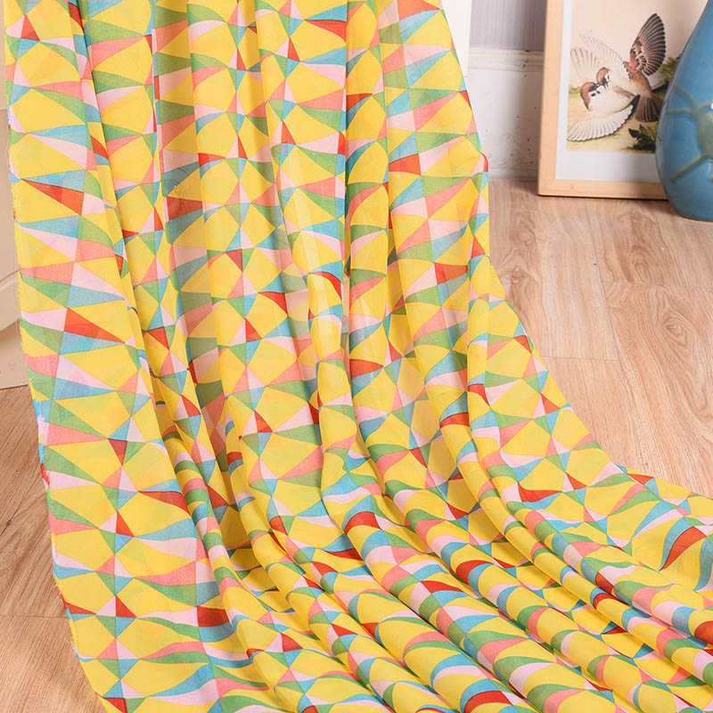 Chiffon Geometry Print Stof Creatieve 75D Stof In Zomer Chiffon Stof Bloemen Gedrukt Chiffon Jurk Stof