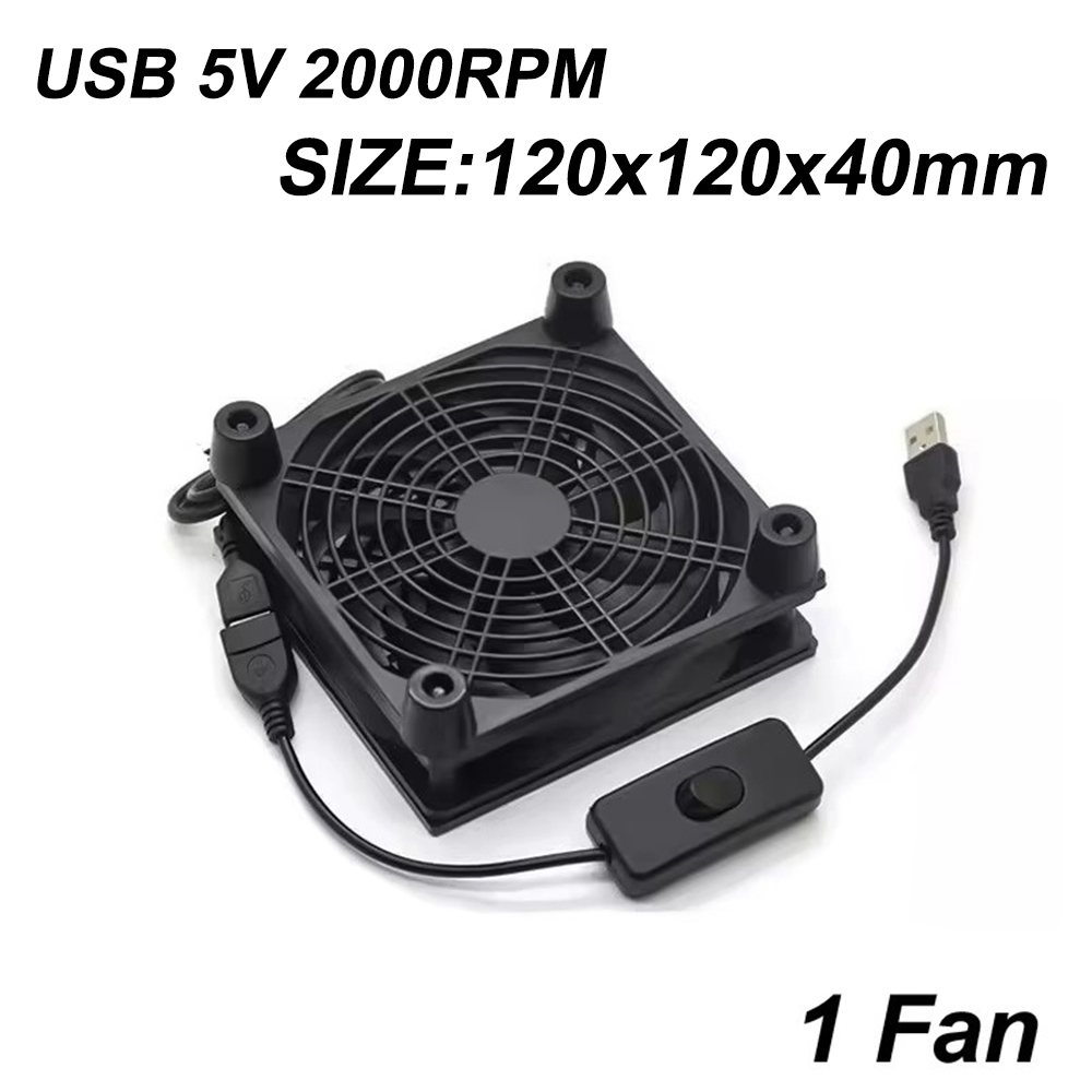Wentylator chłodzący do routera DIY PC Cooler TV Box Bezprzewodowa, cicha, cicha, cicha DC 5V Zasilanie USB 120mm 240mm Wentylator 12CM W/śruby Siatka ochronna: Srebrny