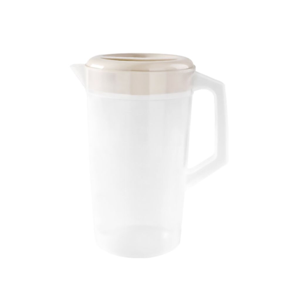 Large Capacity Beverage Storage Container Heat Resistant Cold Water Jug Plastic Juice Pitcher Household Teapot Kettle with Lid: Beige
