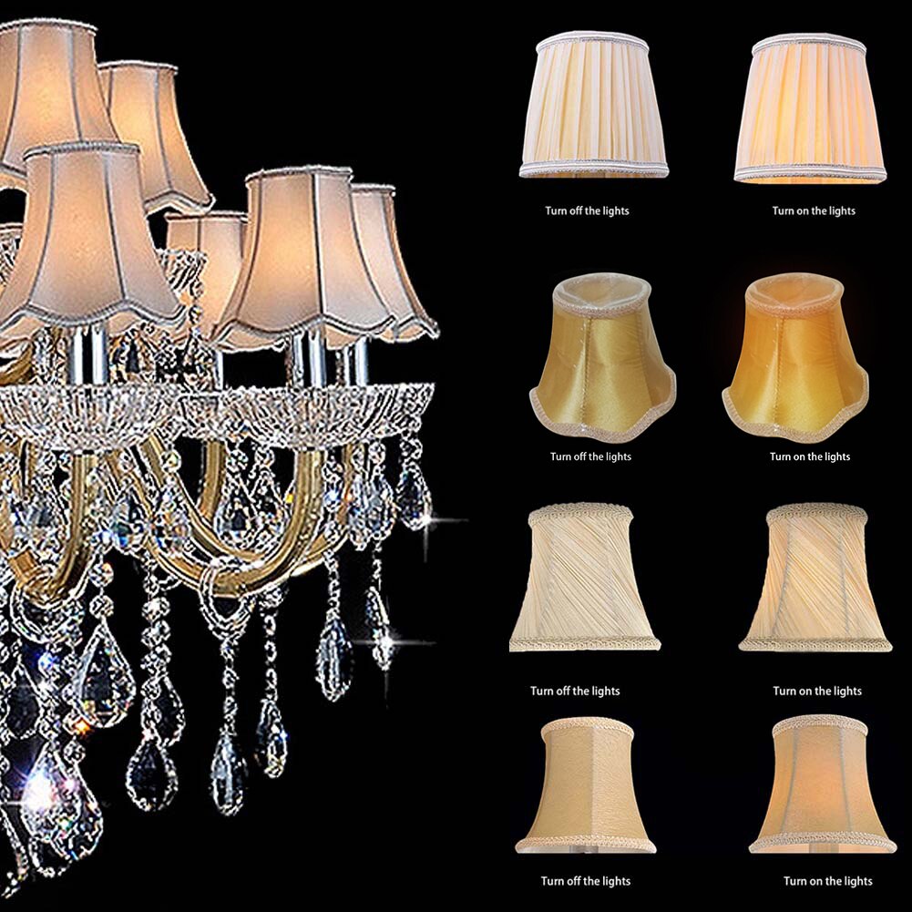Lampshade Crystal Candle Chandelier Special Lamp Cover Exquisite Cloth Cover E14 Lamp Cover Cloth Shade 4 Patterns to Choose