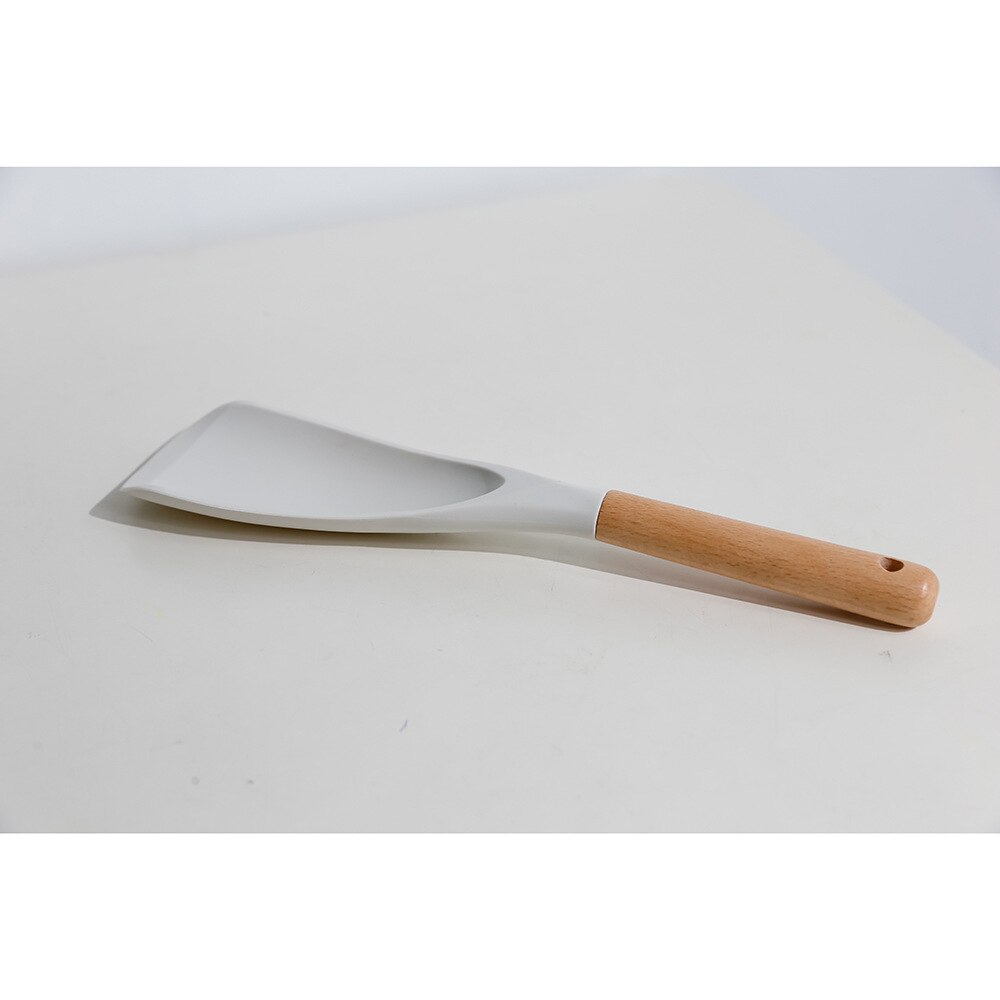 Utensilios de cocina simples de estilo japonés, cuchara de silicona para arroz, cuchara antiadherente, pala para arroz, herramientas con mango de madera ZB643: color1