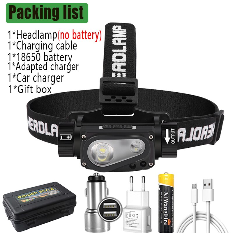 XHP50 LED Scheinwerfer Sensor Scheinwerfer Taschenlampe 18650 USB Aufladbare draussen Kopf Lampe Taschenlampe 10 Beleuchtung Modi Arbeit Licht: package G