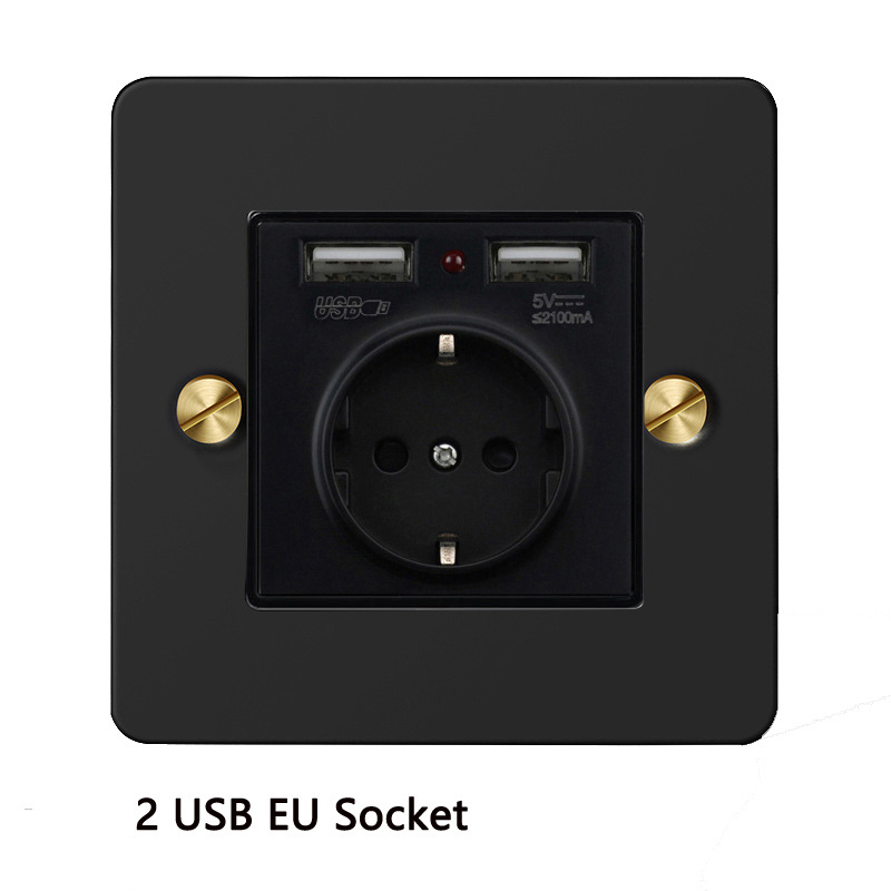 Household Type 86 Concealed Wall Switch Black Metal Copper Lever Panel Industrial Style Retro Stainless Steel Panel Switch: Blue