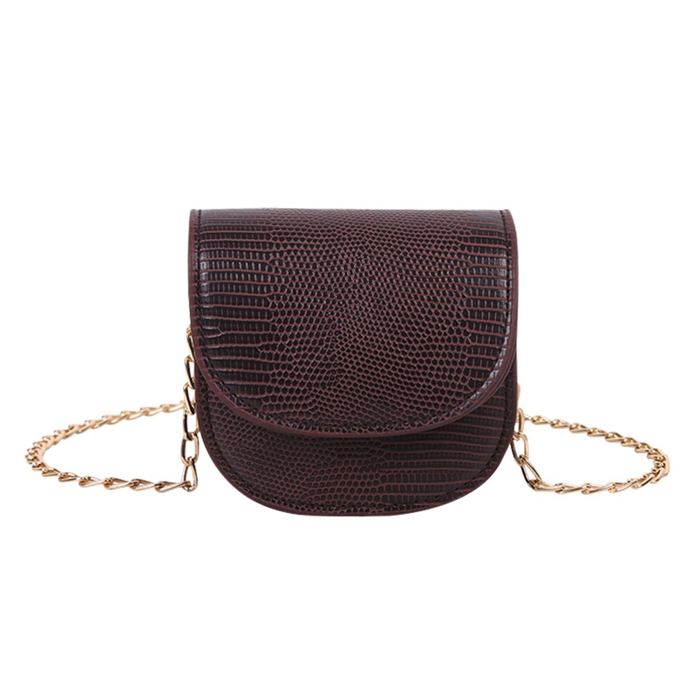 Bolso bandolera Vintage informal de cuero para mujer, Bolso pequeño de hombro con solapa, cadena pura, bolso de mensajero: Marrón