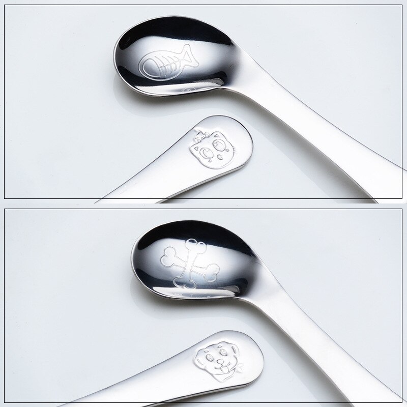 Baby Spoon Feeding Training Kids Infant Toddler Scoop Cutlery Tableware Food Bend Head Curved Utensils Stainless steel spoon