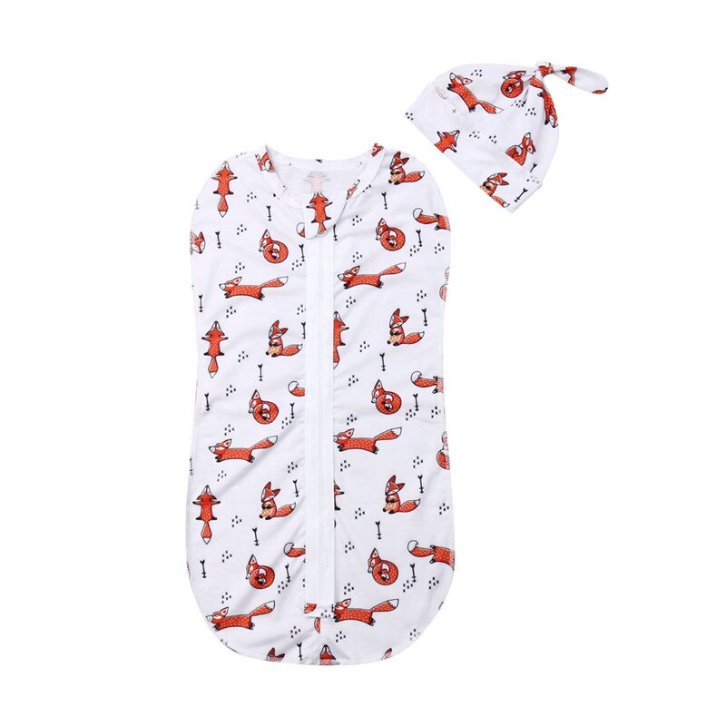 Leuke Pasgeboren Baby Katoen Rits Inbakeren Gedrukt Deken Wrap Slaapzak 0-6M: A1  0 to 3M