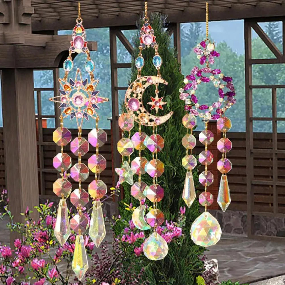 Flamme Sonne Kristall Sonnen fänger Anhänger Sonnen fänger draussen Garten bunte hängende Dekoration Ornament Weihnachten Ornament
