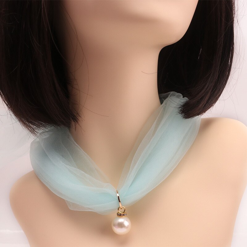 Kasure femmes mince Organza collier écharpe étroite longue cou foulards soie couleur bonbon Transparent en mousseline de soie bandeau ondulé cravate