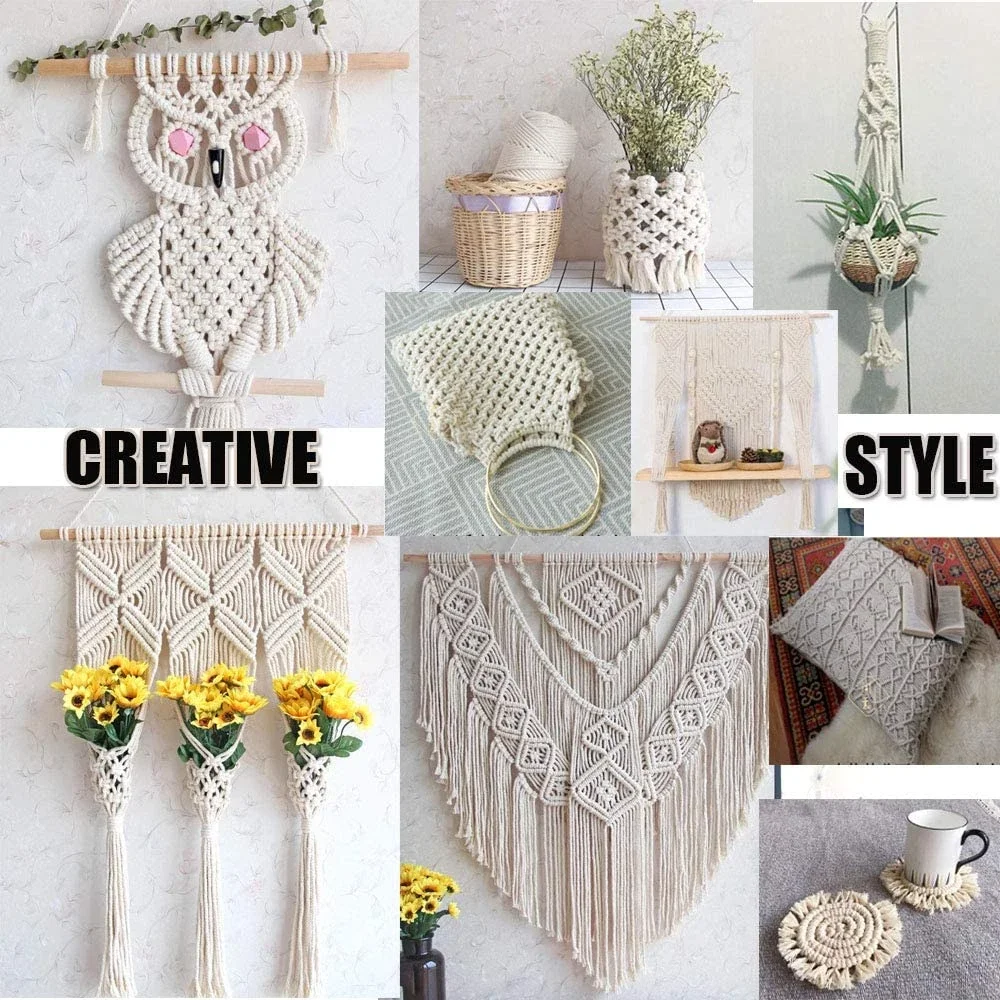 1/2/3/4/5/6/8/10mm Macrame Cord Natural Cotton Cord Twisted String For DIY Craft Knitting Making Plant Hangers Wall Hangings