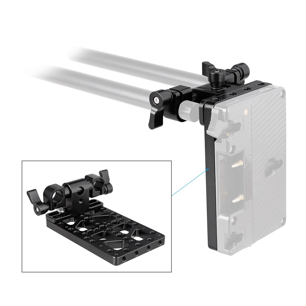 HDRIG Battery Backboard Cheese Plate With 360° Swivel 15mm Rod Clamp for Anton Bauer Gold Mount Power Adapter