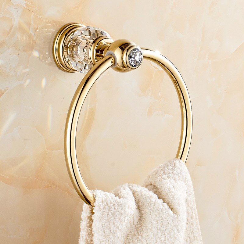 Jieshalang okrągły kryształ okrągły wieszak na ręcznik mosiądz różbyć winnym złoto uchwyt kryształ okrągły wieszak na ręcznik akcesoria łazienkowe robić hotelu ścienny wieszak na ręczniki: Default Title