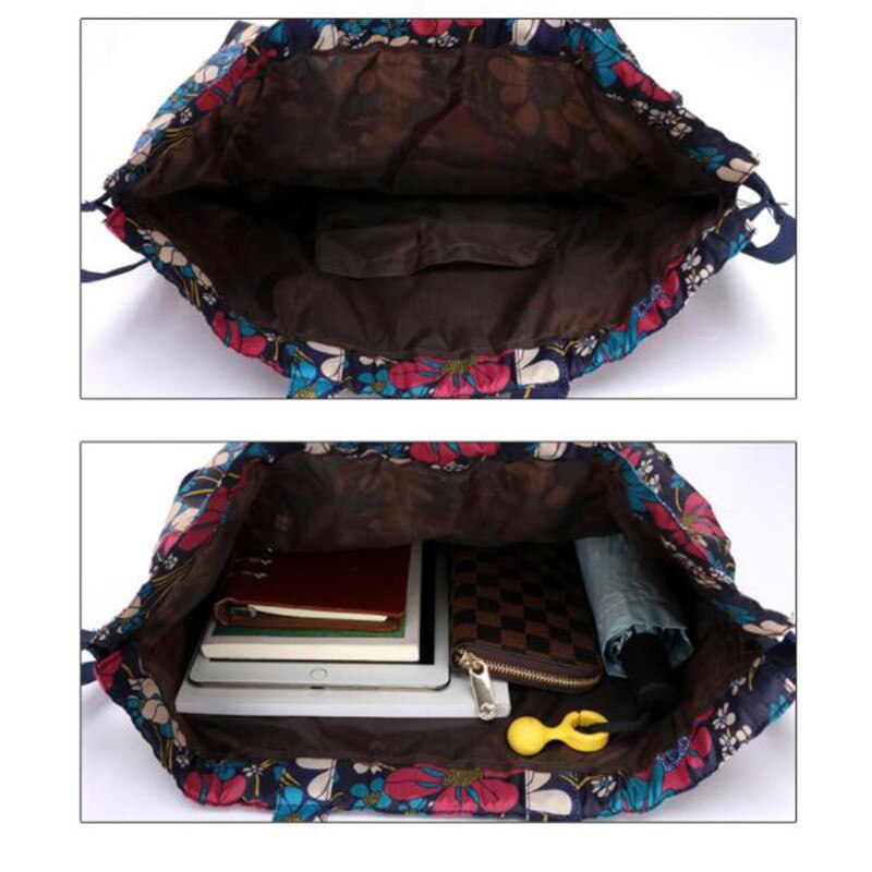 Grote Capaciteit Opvouwbare Koord Rugzak Schouder Wandelen Rugzak Opslag Drawsting Zak Bloem Zakken Vrouwelijke