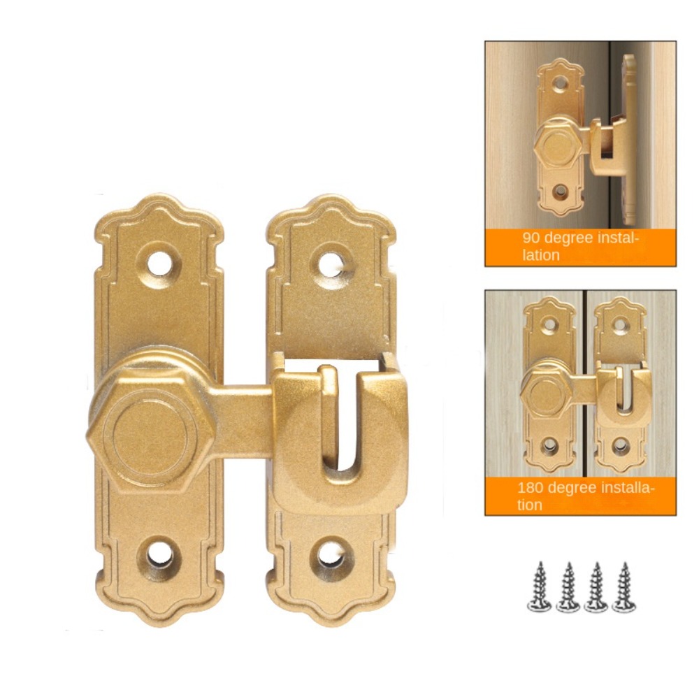 Protable Safety Sliding Door Catch Anti-theft Aluminum Alloy Door Bolts 90 180 Degree Door Buckle Kitchen Bedroom Bathroom