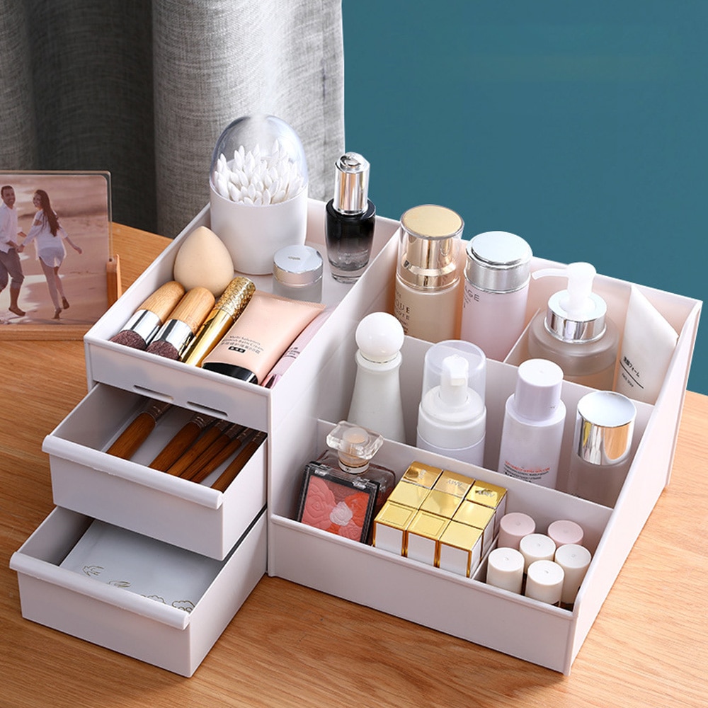 Makeup skuffe arrangør holder smykker arrangør desktop diverse til kosmetisk stor kapacitet kosmetisk opbevaringsboks til smykker