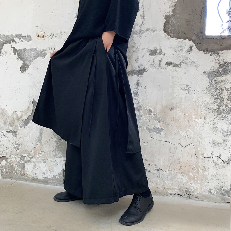 Homme ample jambe large Harem pantalon jupe pantalon hommes japon Streetwear Style Vintage décontracté Kimono pantalon